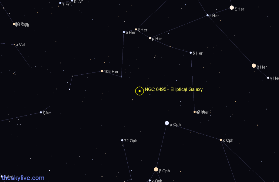 Finder chart NGC 6495 - Elliptical Galaxy in Hercules star