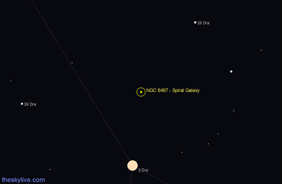 Finder chart NGC 6497 - Spiral Galaxy in Draco star