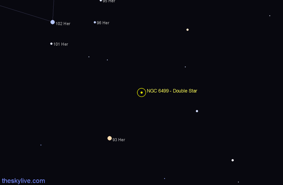 Finder chart NGC 6499 - Double Star in Hercules star