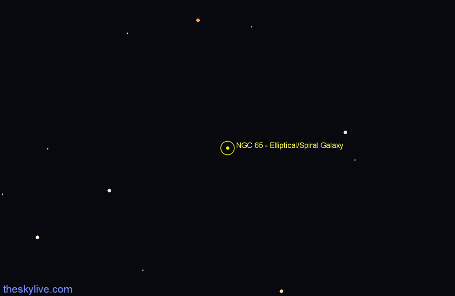Finder chart NGC 65 - Elliptical/Spiral Galaxy in Cetus star