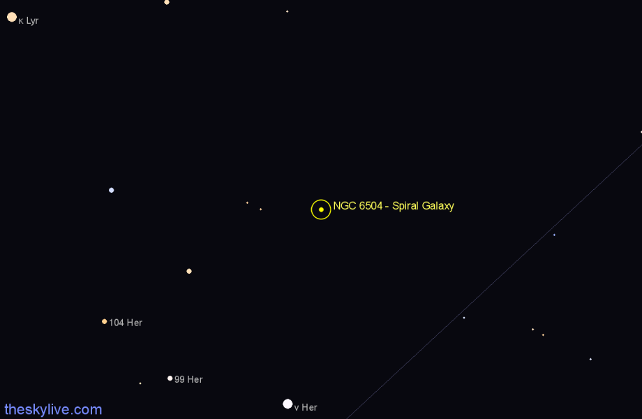 Finder chart NGC 6504 - Spiral Galaxy in Hercules star