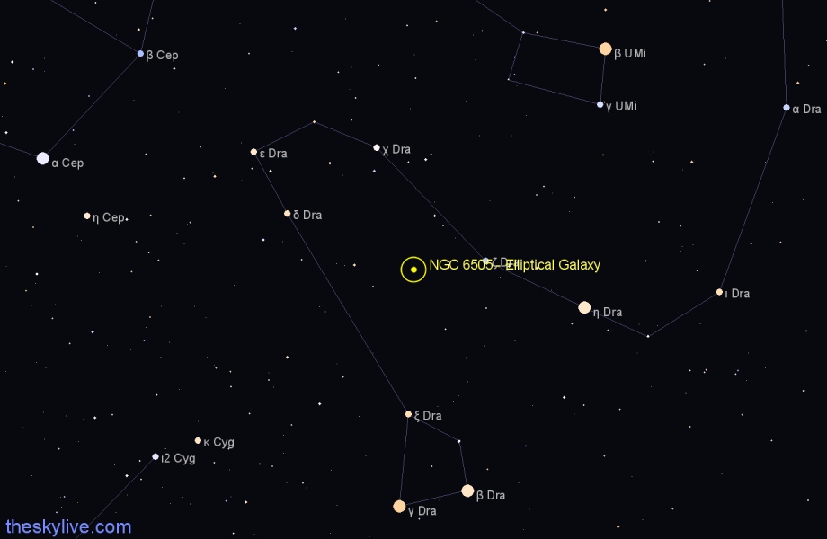 Finder chart NGC 6505 - Elliptical Galaxy in Draco star