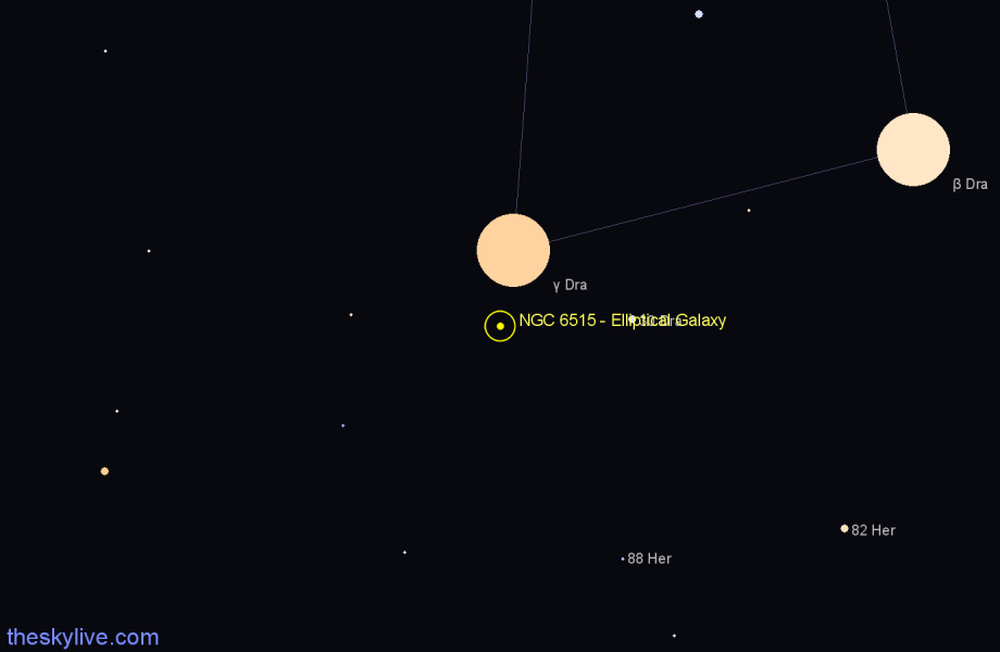 Finder chart NGC 6515 - Elliptical Galaxy in Draco star