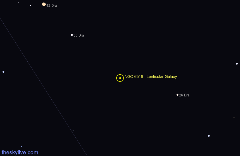 Finder chart NGC 6516 - Lenticular Galaxy in Draco star