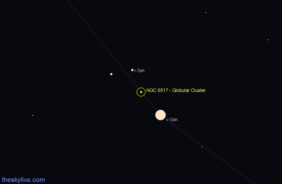Finder chart NGC 6517 - Globular Cluster in Ophiuchus star