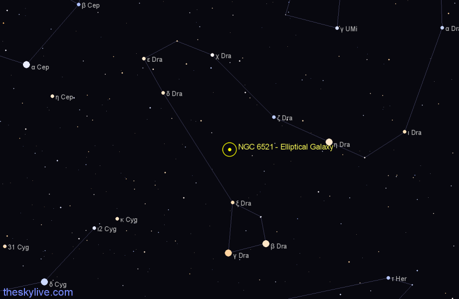 Finder chart NGC 6521 - Elliptical Galaxy in Draco star