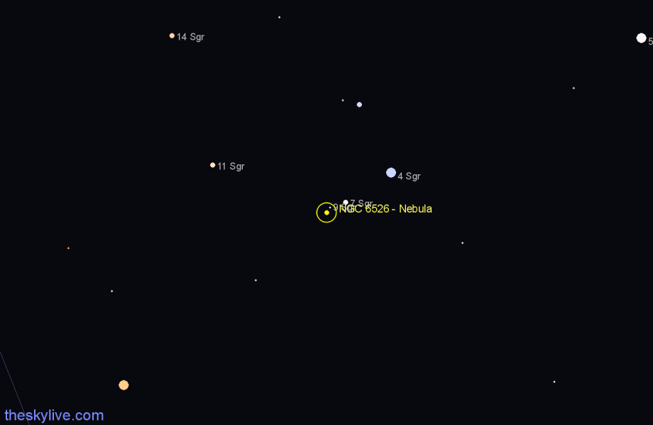 Finder chart NGC 6526 - Nebula in Sagittarius star