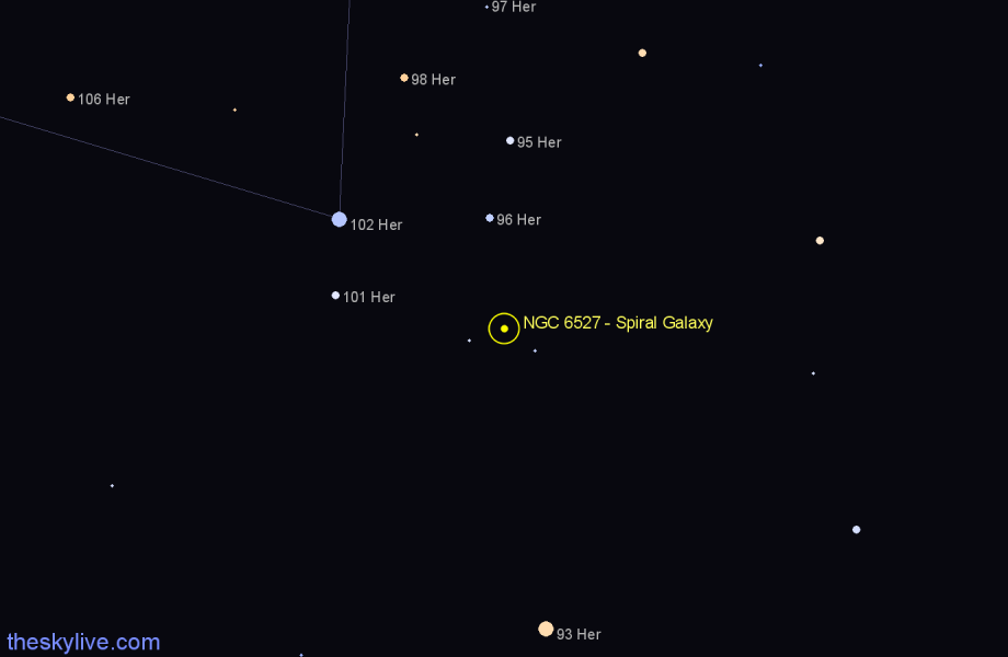 Finder chart NGC 6527 - Spiral Galaxy in Hercules star