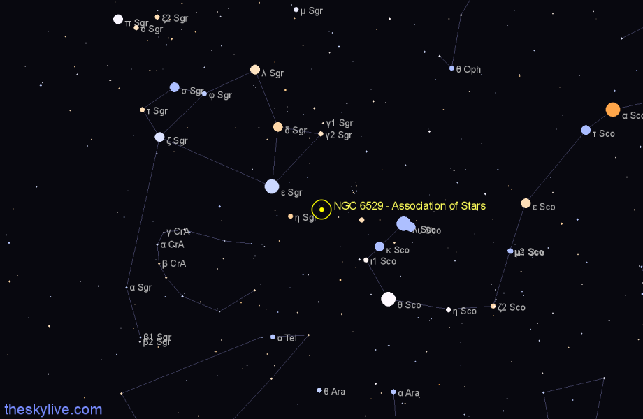 Finder chart NGC 6529 - Association of Stars in Sagittarius star