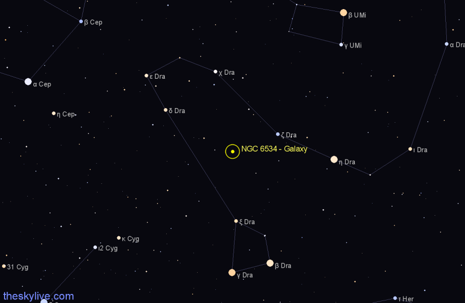 Finder chart NGC 6534 - Galaxy in Draco star