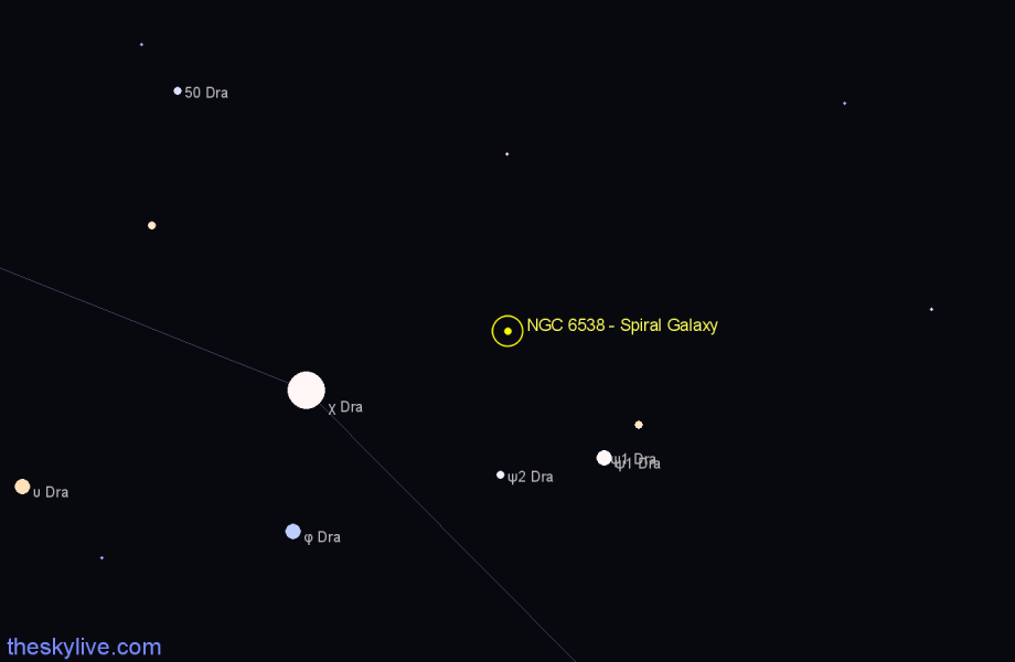 Finder chart NGC 6538 - Spiral Galaxy in Draco star