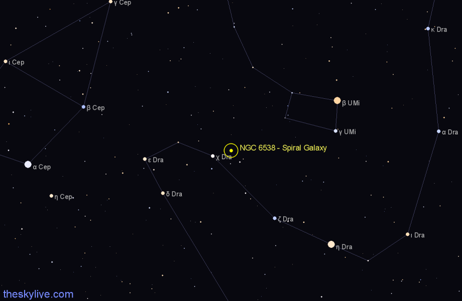 Finder chart NGC 6538 - Spiral Galaxy in Draco star