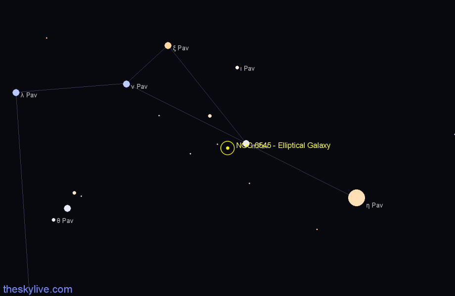 Finder chart NGC 6545 - Elliptical Galaxy in Pavo star