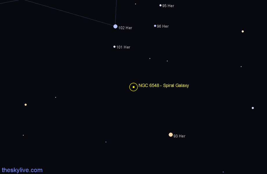 Finder chart NGC 6548 - Spiral Galaxy in Hercules star