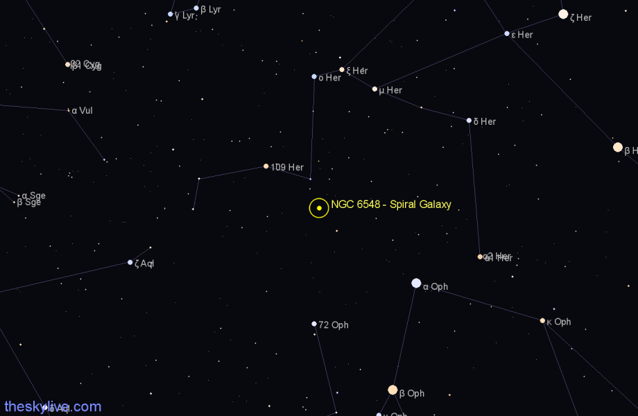 Finder chart NGC 6548 - Spiral Galaxy in Hercules star