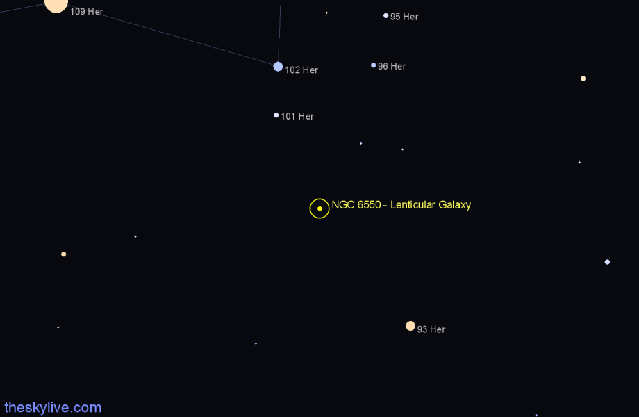 Finder chart NGC 6550 - Lenticular Galaxy in Hercules star