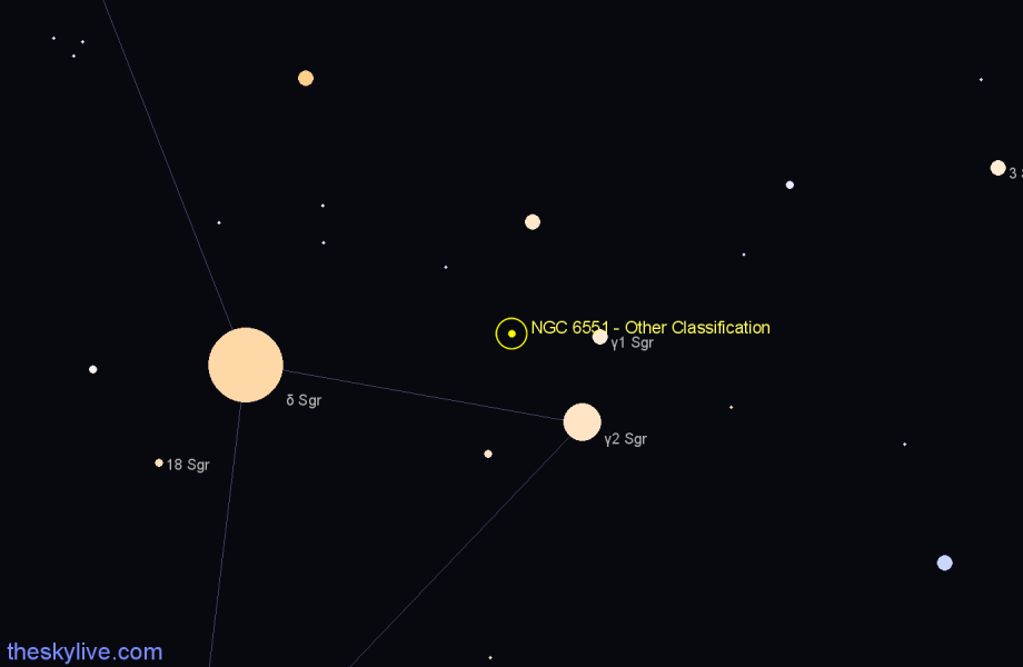 Finder chart NGC 6551 - Other Classification in Sagittarius star