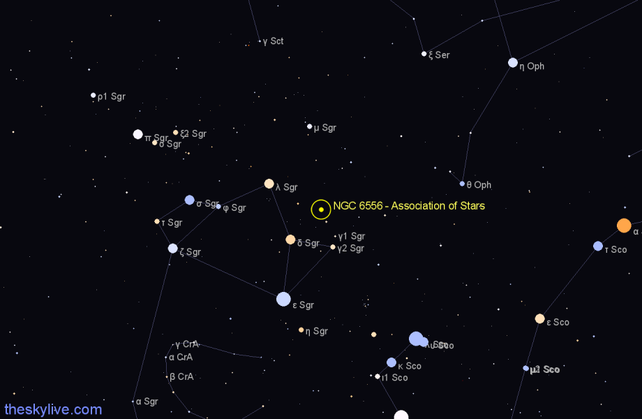 Finder chart NGC 6556 - Association of Stars in Sagittarius star