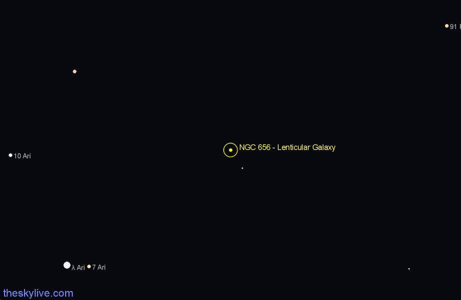 Finder chart NGC 656 - Lenticular Galaxy in Pisces star