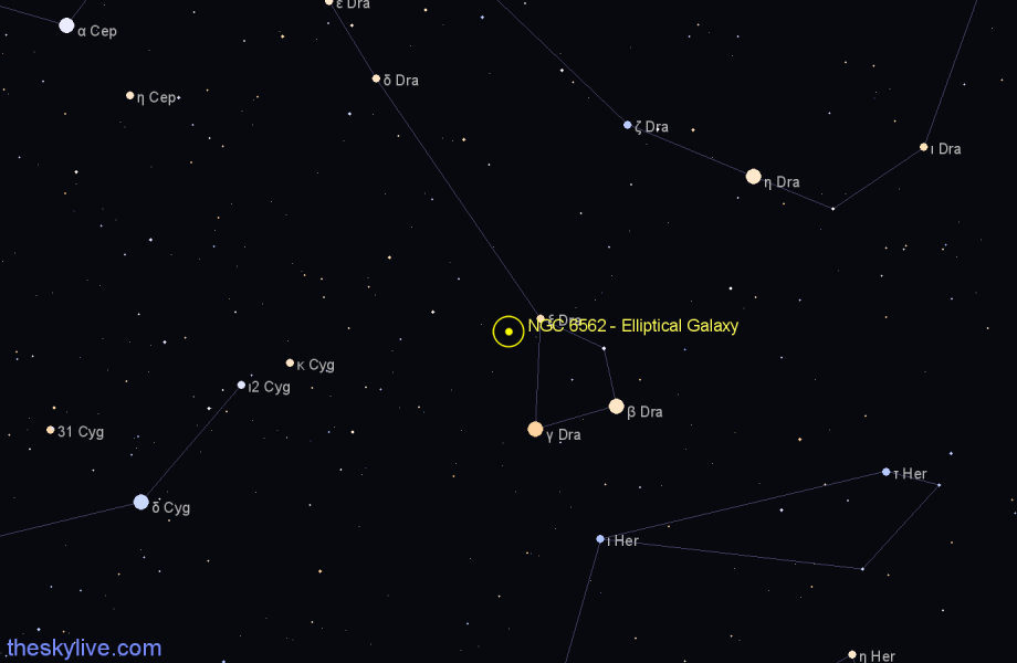 Finder chart NGC 6562 - Elliptical Galaxy in Draco star