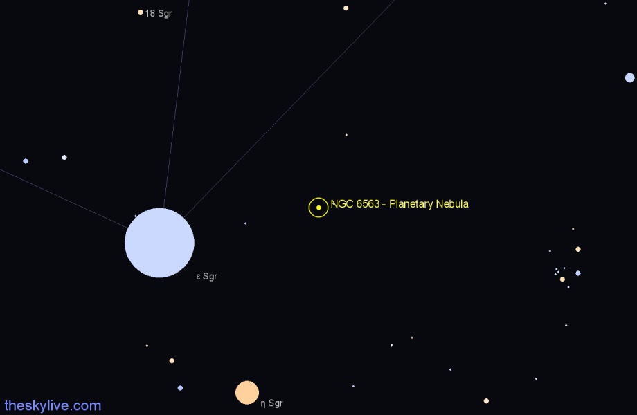 Finder chart NGC 6563 - Planetary Nebula in Sagittarius star