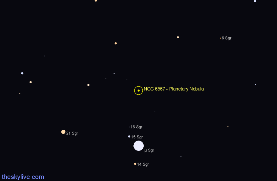 Finder chart NGC 6567 - Planetary Nebula in Sagittarius star