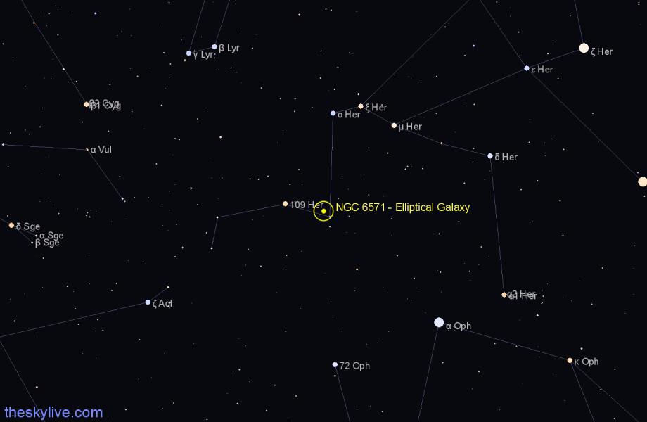 Finder chart NGC 6571 - Elliptical Galaxy in Hercules star