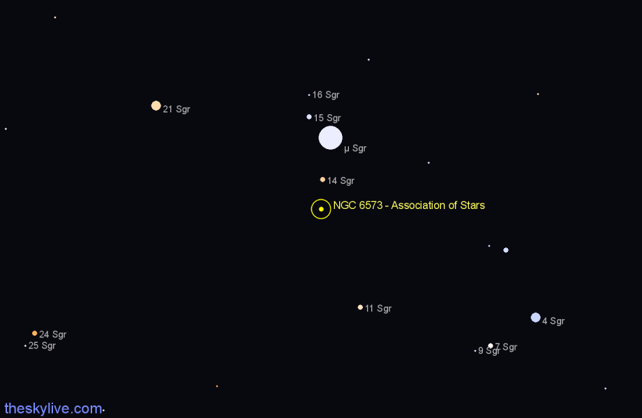 Finder chart NGC 6573 - Association of Stars in Sagittarius star
