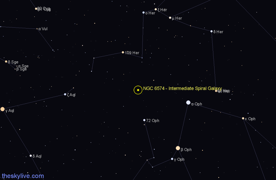 Finder chart NGC 6574 - Intermediate Spiral Galaxy in Hercules star