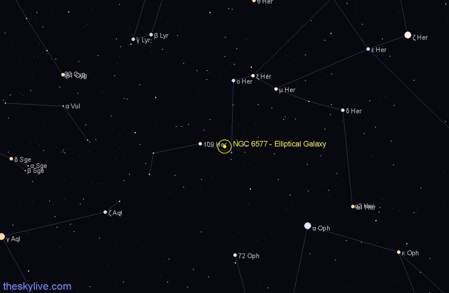 Finder chart NGC 6577 - Elliptical Galaxy in Hercules star