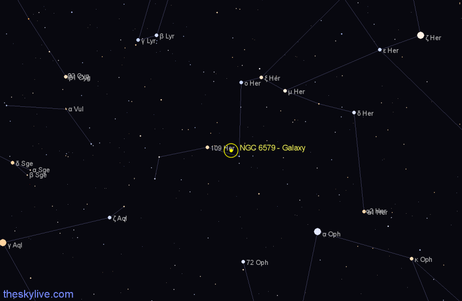 Finder chart NGC 6579 - Galaxy in Hercules star