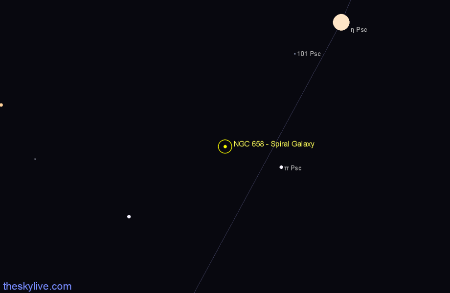Finder chart NGC 658 - Spiral Galaxy in Pisces star