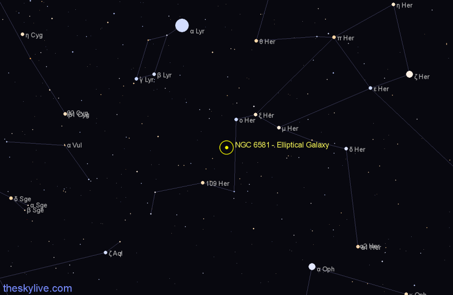 Finder chart NGC 6581 - Elliptical Galaxy in Hercules star
