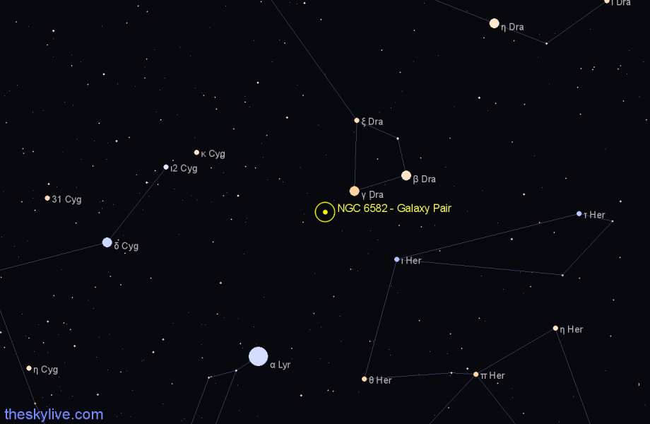 Finder chart NGC 6582 - Galaxy Pair in Hercules star