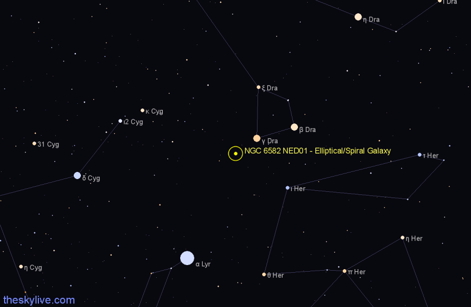 Finder chart NGC 6582 NED01 - Elliptical/Spiral Galaxy in Hercules star