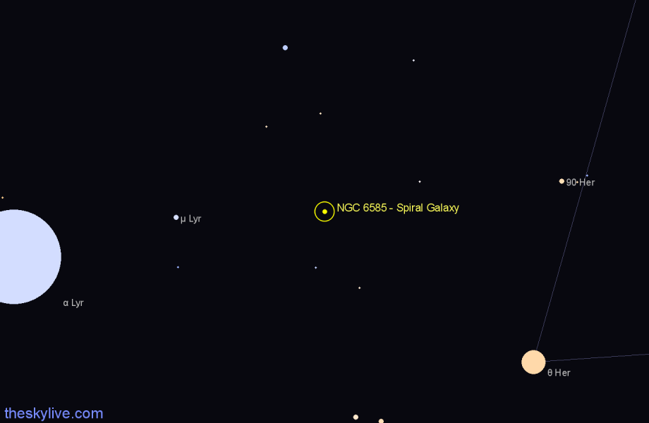 Finder chart NGC 6585 - Spiral Galaxy in Hercules star