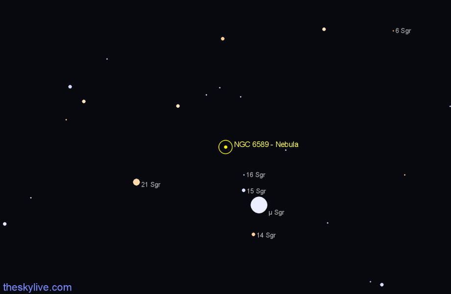 Finder chart NGC 6589 - Nebula in Sagittarius star