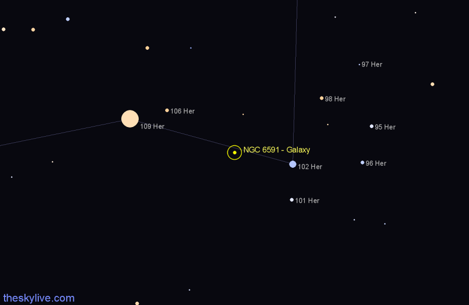 Finder chart NGC 6591 - Galaxy in Hercules star