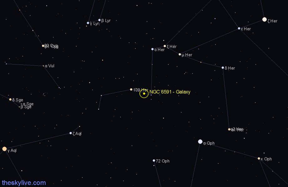 Finder chart NGC 6591 - Galaxy in Hercules star