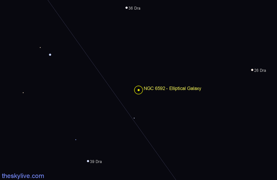 Finder chart NGC 6592 - Elliptical Galaxy in Draco star