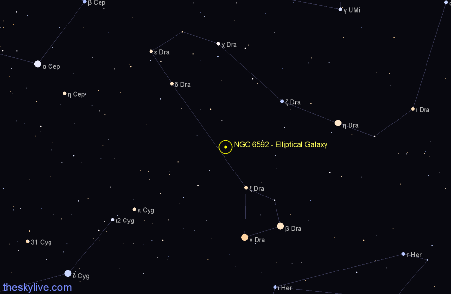 Finder chart NGC 6592 - Elliptical Galaxy in Draco star