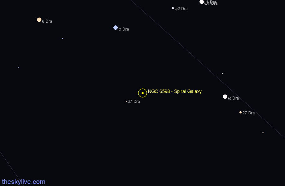 Finder chart NGC 6598 - Spiral Galaxy in Draco star