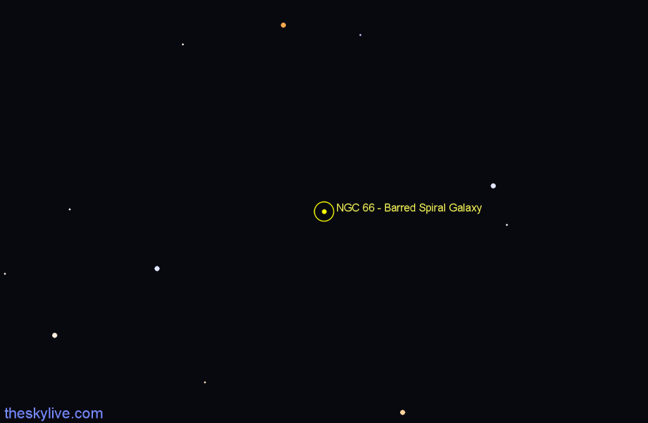 Finder chart NGC 66 - Barred Spiral Galaxy in Cetus star