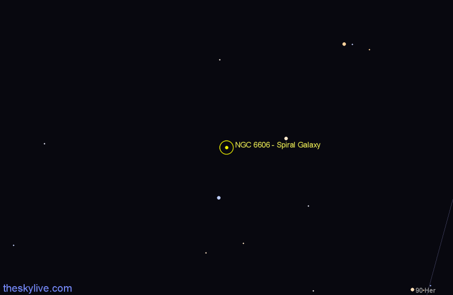 Finder chart NGC 6606 - Spiral Galaxy in Lyra star