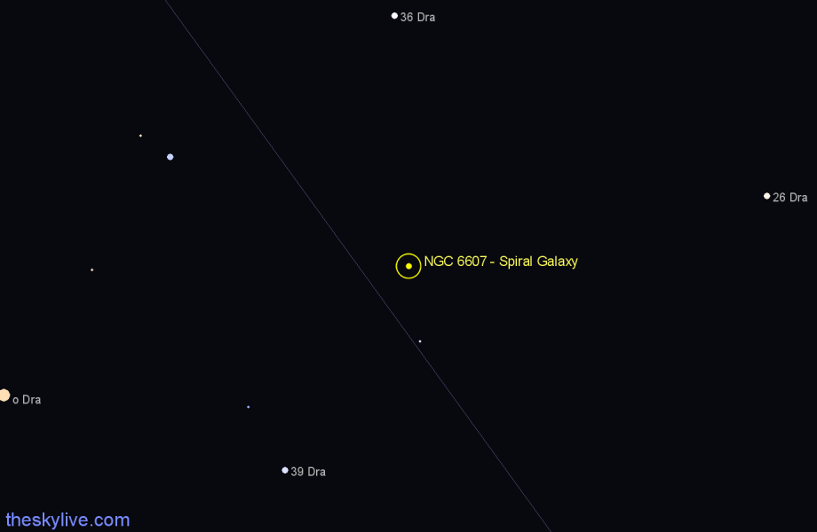 Finder chart NGC 6607 - Spiral Galaxy in Draco star