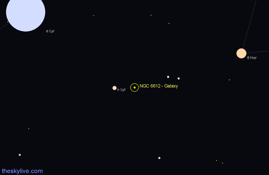 Finder chart NGC 6612 - Galaxy in Lyra star