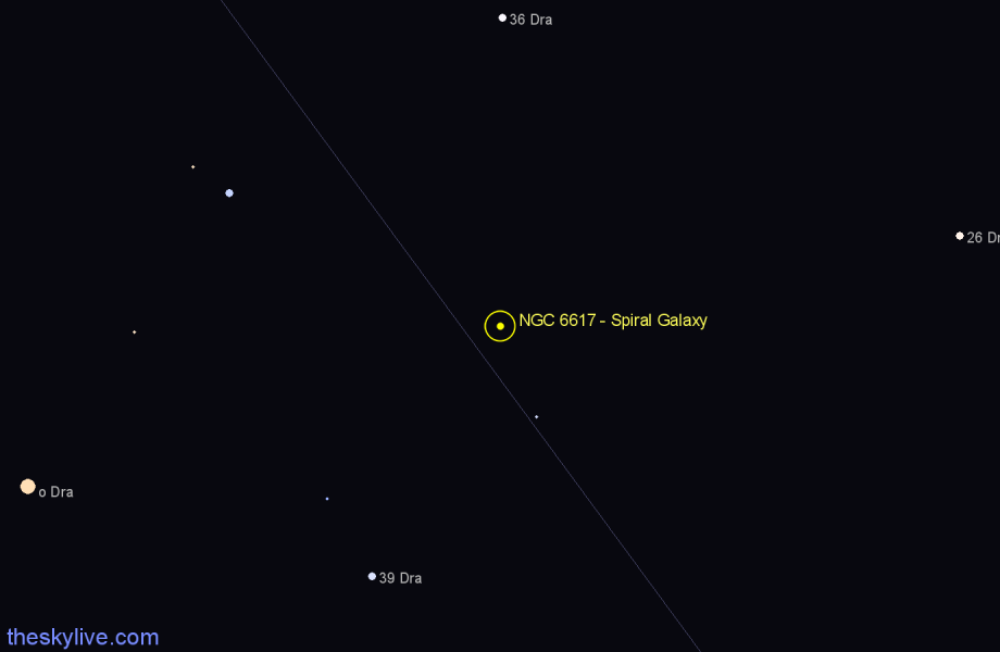 Finder chart NGC 6617 - Spiral Galaxy in Draco star