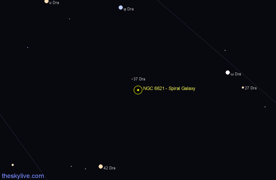 Finder chart NGC 6621 - Spiral Galaxy in Draco star