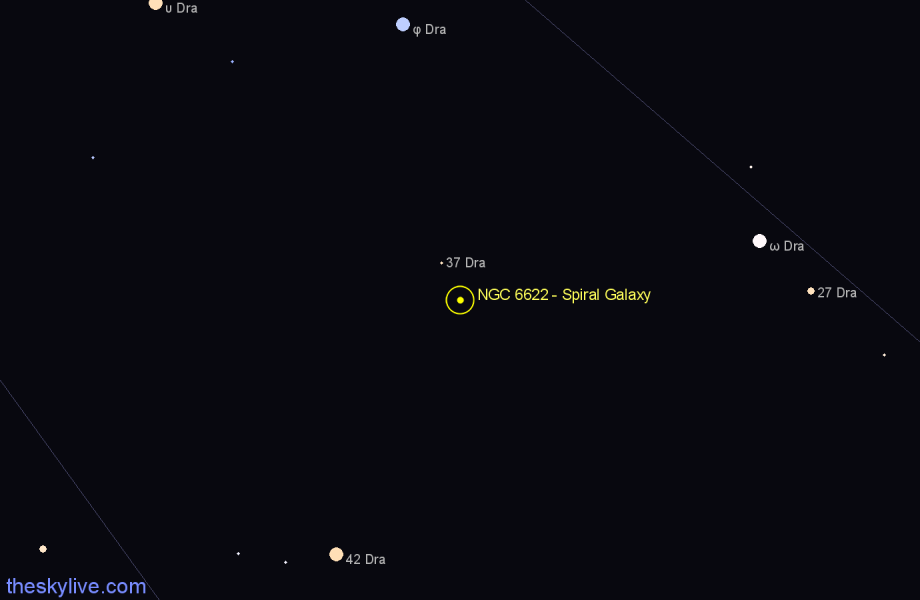 Finder chart NGC 6622 - Spiral Galaxy in Draco star