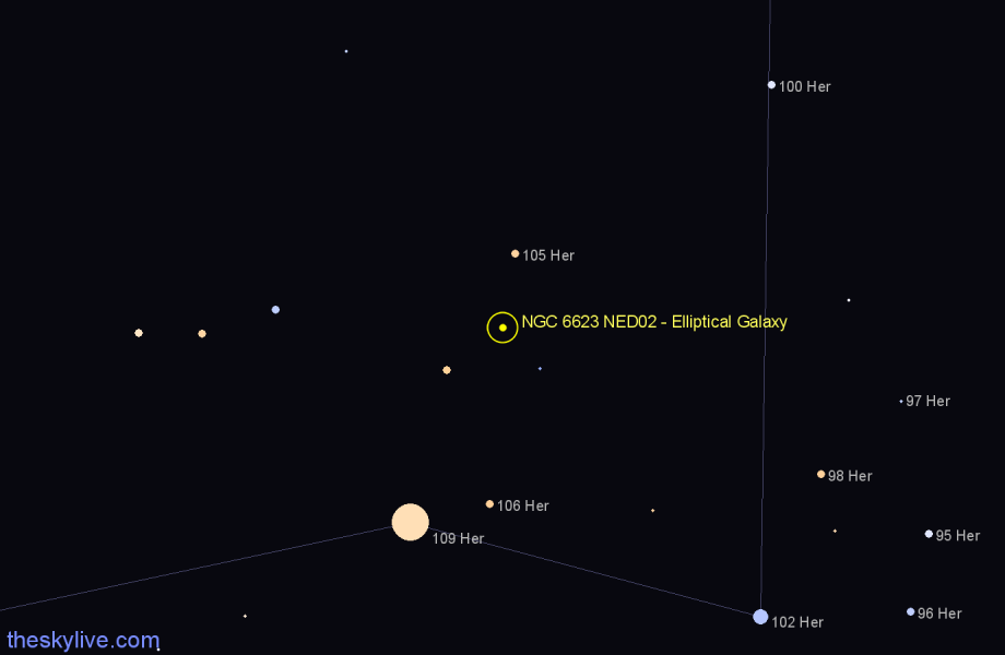 Finder chart NGC 6623 NED02 - Elliptical Galaxy in Hercules star